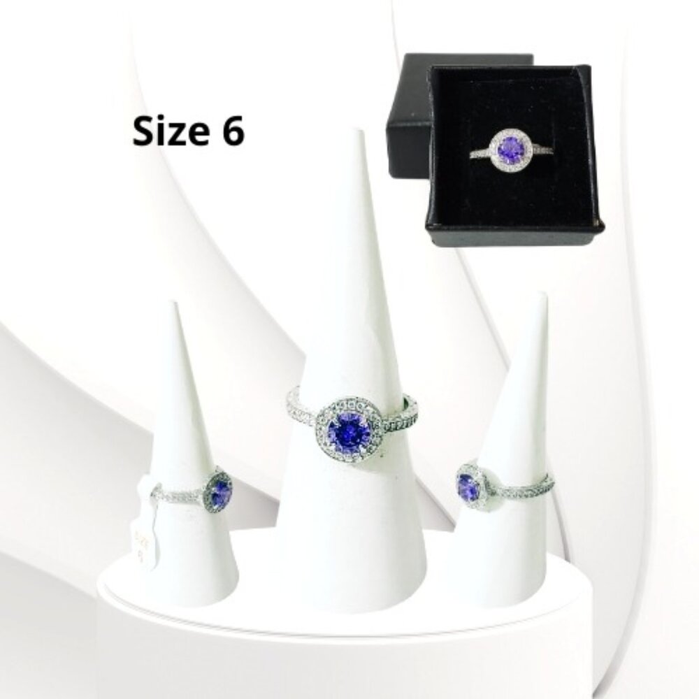 BP STERLING CLUB LIGHT TANZANITE CUBIC ZIRCONIA RING (Size 6)
